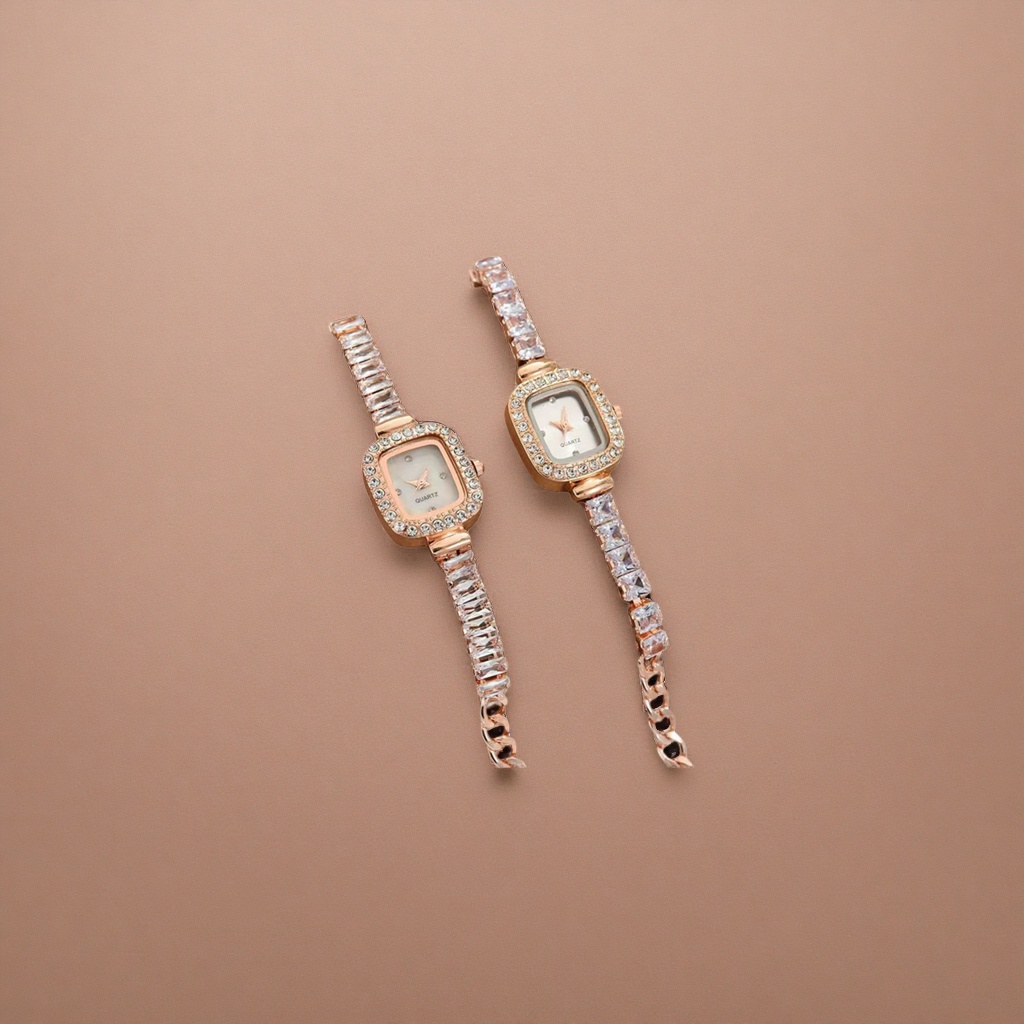Rose gold diamond-encrusted square watch, a fashionable and light luxury wristwatch for women Specification image