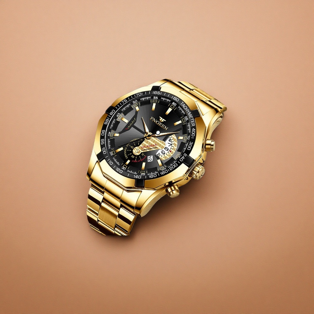 Gold simple and fashionable quartz watch for men's business and casual wear Specification image