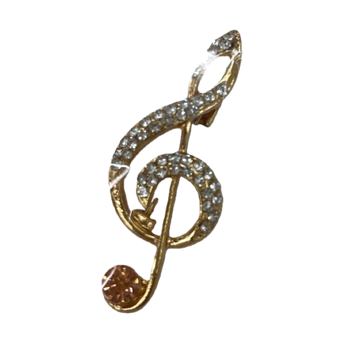 A fashionable and exquisite accessory with a gold diamond-encrusted treble clef music theme Item Picture