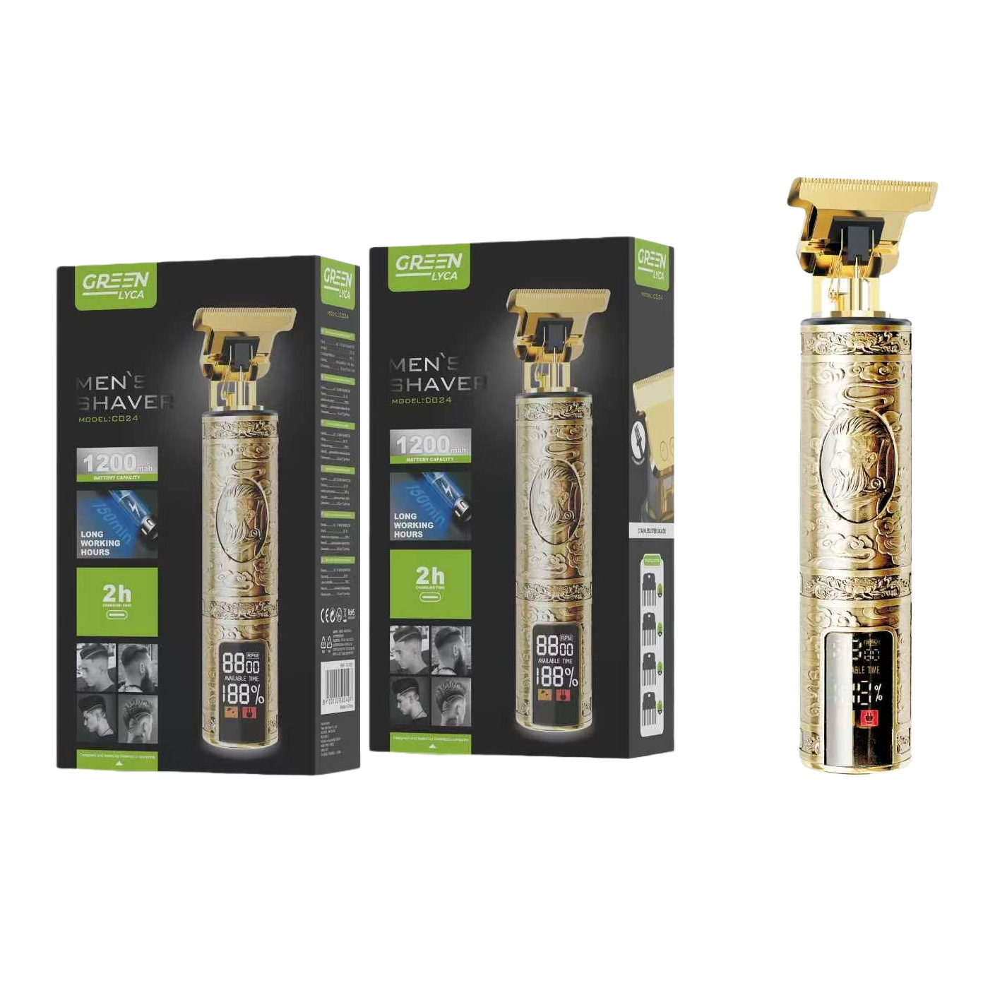 Golden electric shaver for men's beard trimming, rechargeable, silent, portable for travel Item Picture