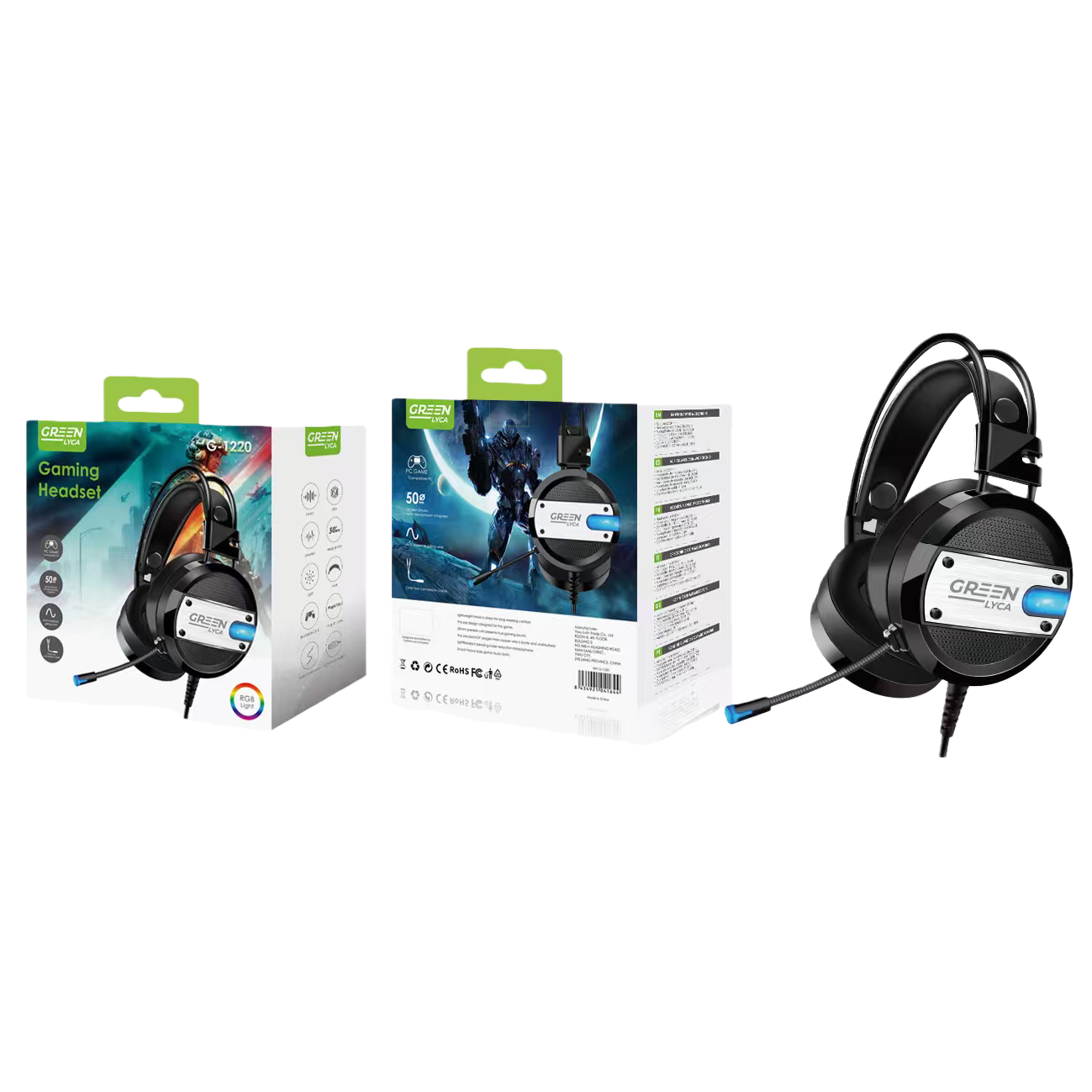 سماعات الرأس السوداء 7.1 خفض صوت الميكروفون لأكل طوق الدجاج Item Picture