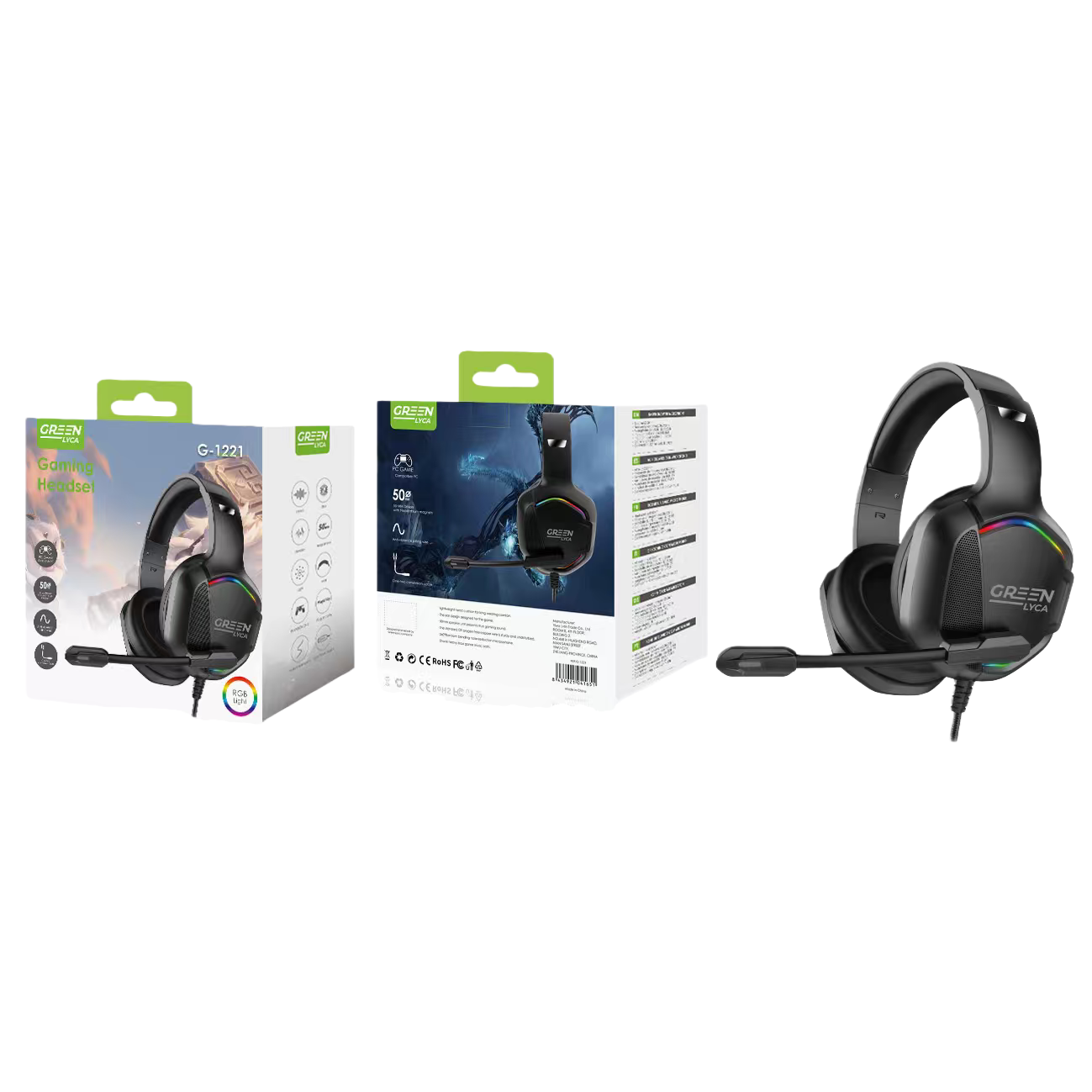 سماعات اللعب السوداء تخفض الضوضاء ضاء الصوت (ED VEL 7.1) بشكل مريح حول الصوت Item Picture