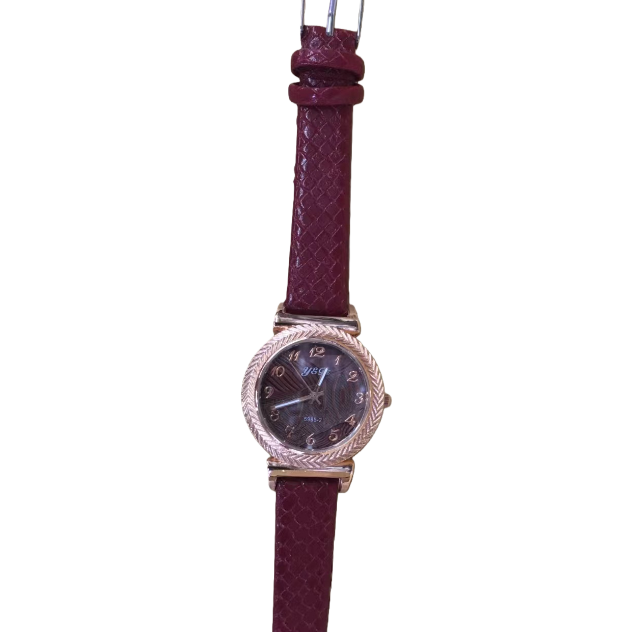 A simple quartz watch for ladies with a wine red strap and a genuine leather strap Item Picture