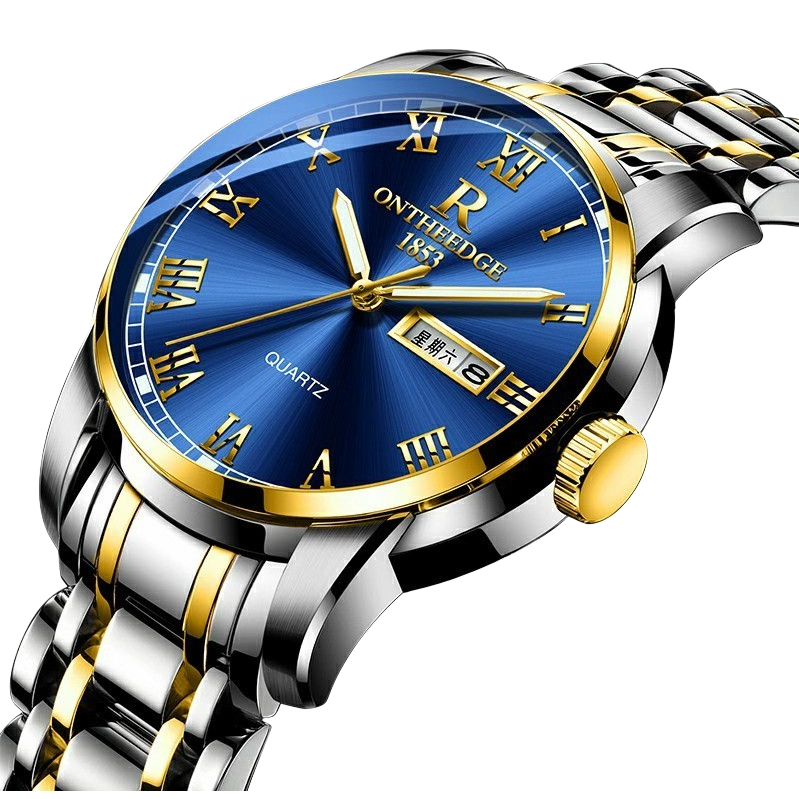 Ladies' quartz watch with a blue dial and golden Roman numerals Item Picture