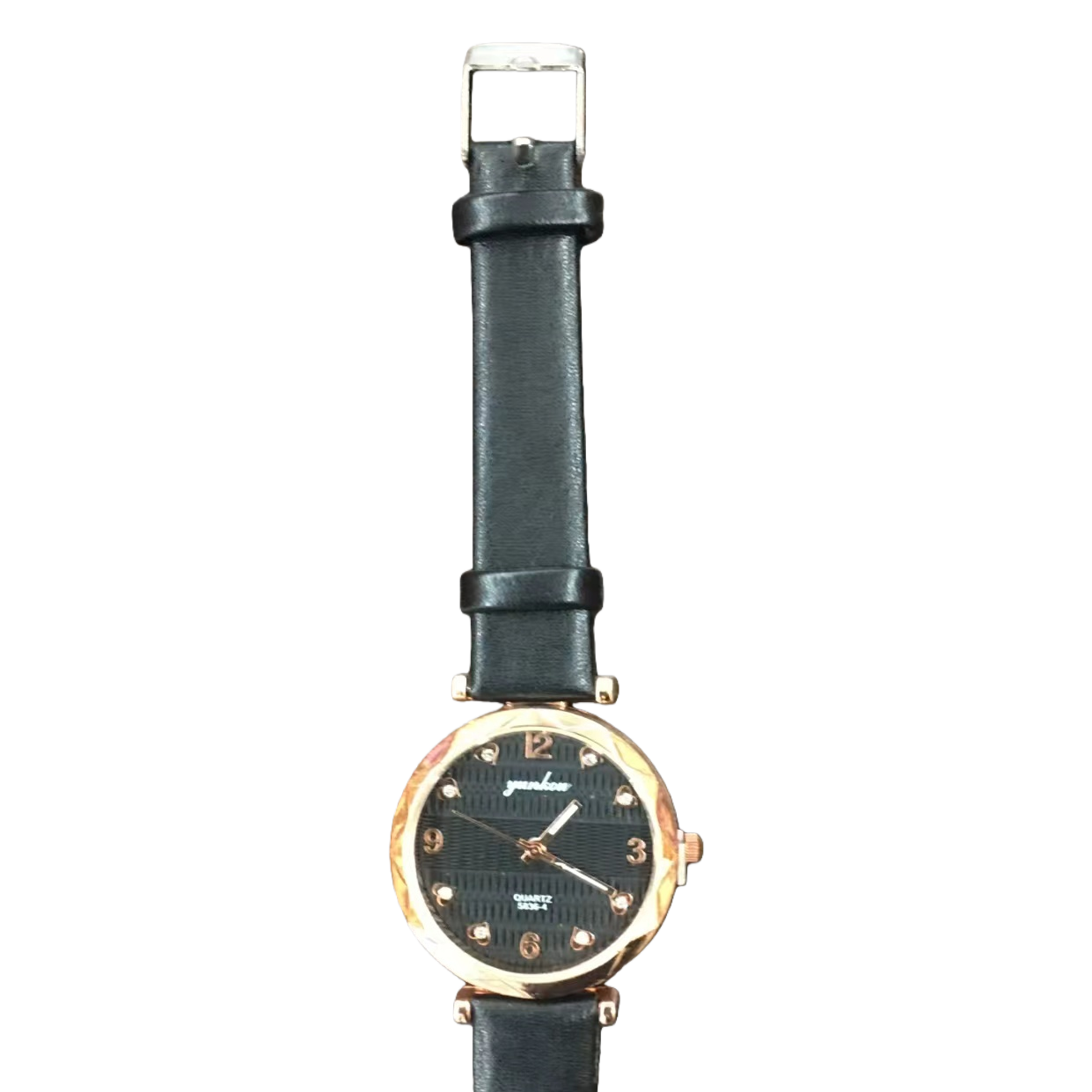 A men's quartz watch with a black strap and a golden case is simple, business-friendly and casual Item Picture