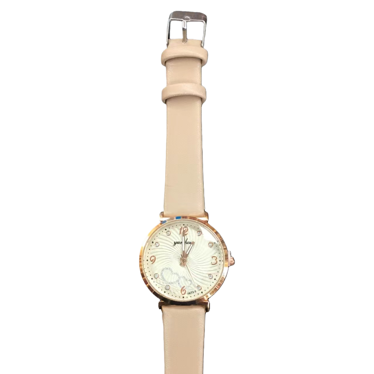 A fashionable and simple quartz ladies' wristwatch with a beige strap Item Picture