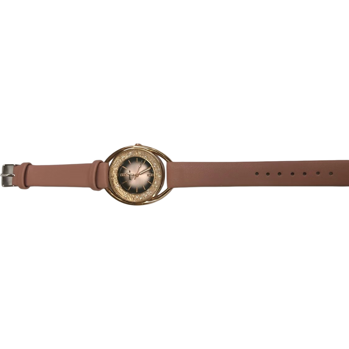 The pink strap and gold diamond-encrusted ladies' watch exudes an exquisite, fashionable and light luxury style Item Picture