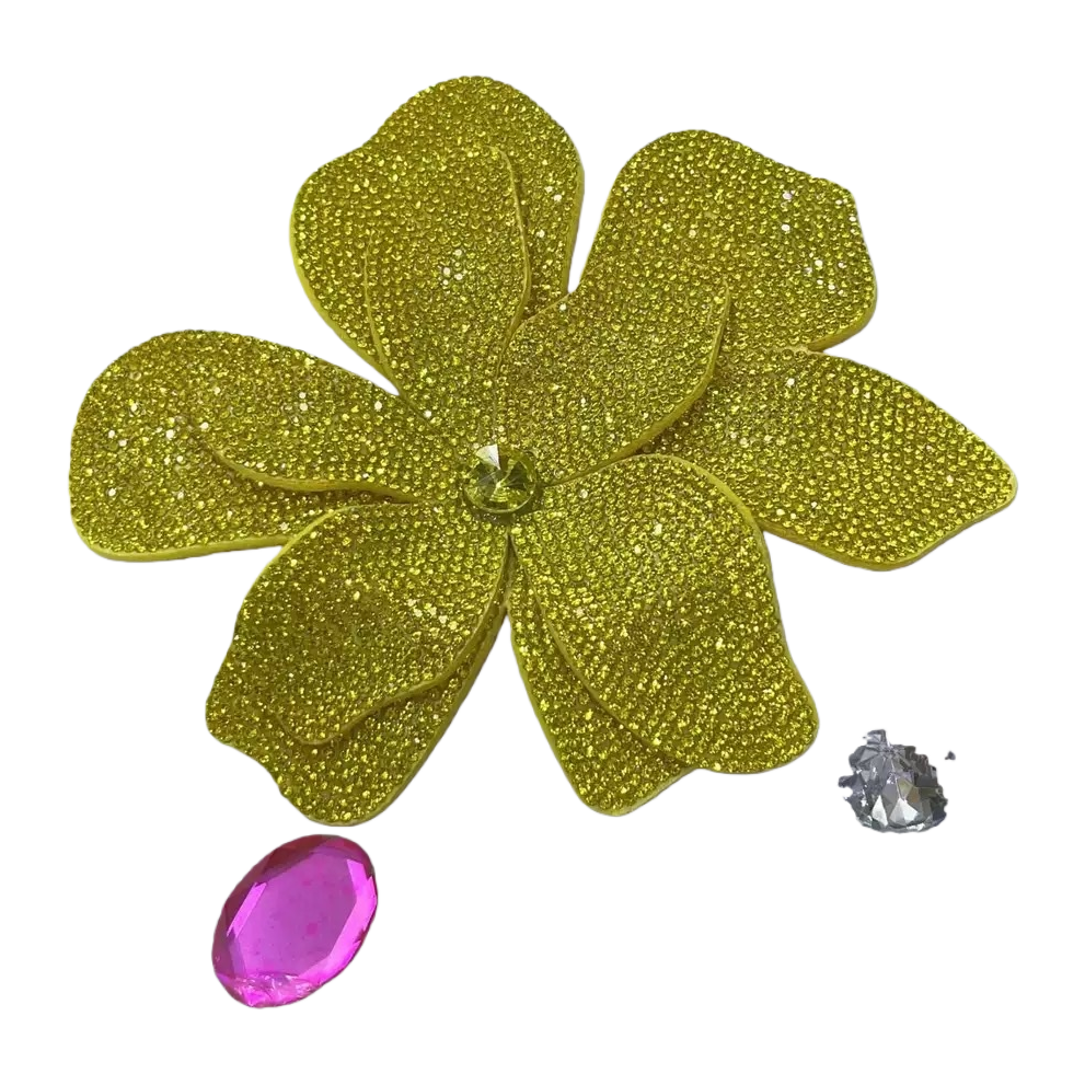 金色亮片花朵饰品白底实物图