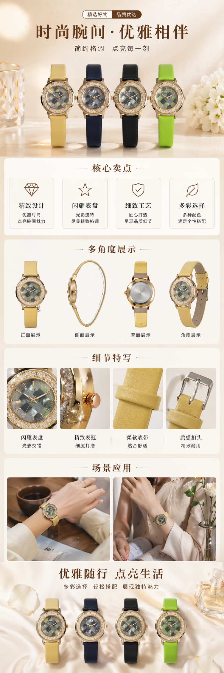 四款彩色表带手表男女通用简约石英表可换表带 pic 1