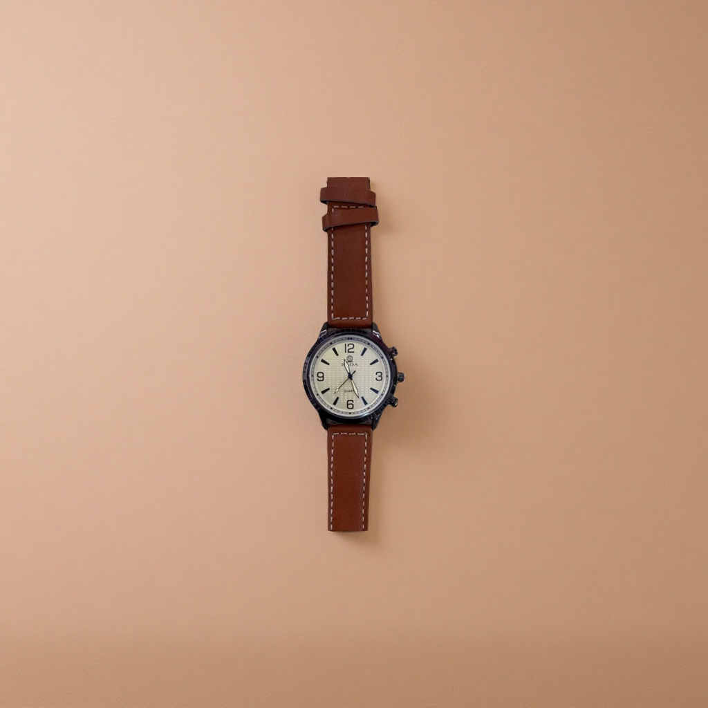 A simple business and casual men's mechanical watch with a brown genuine leather strap Application Scenario