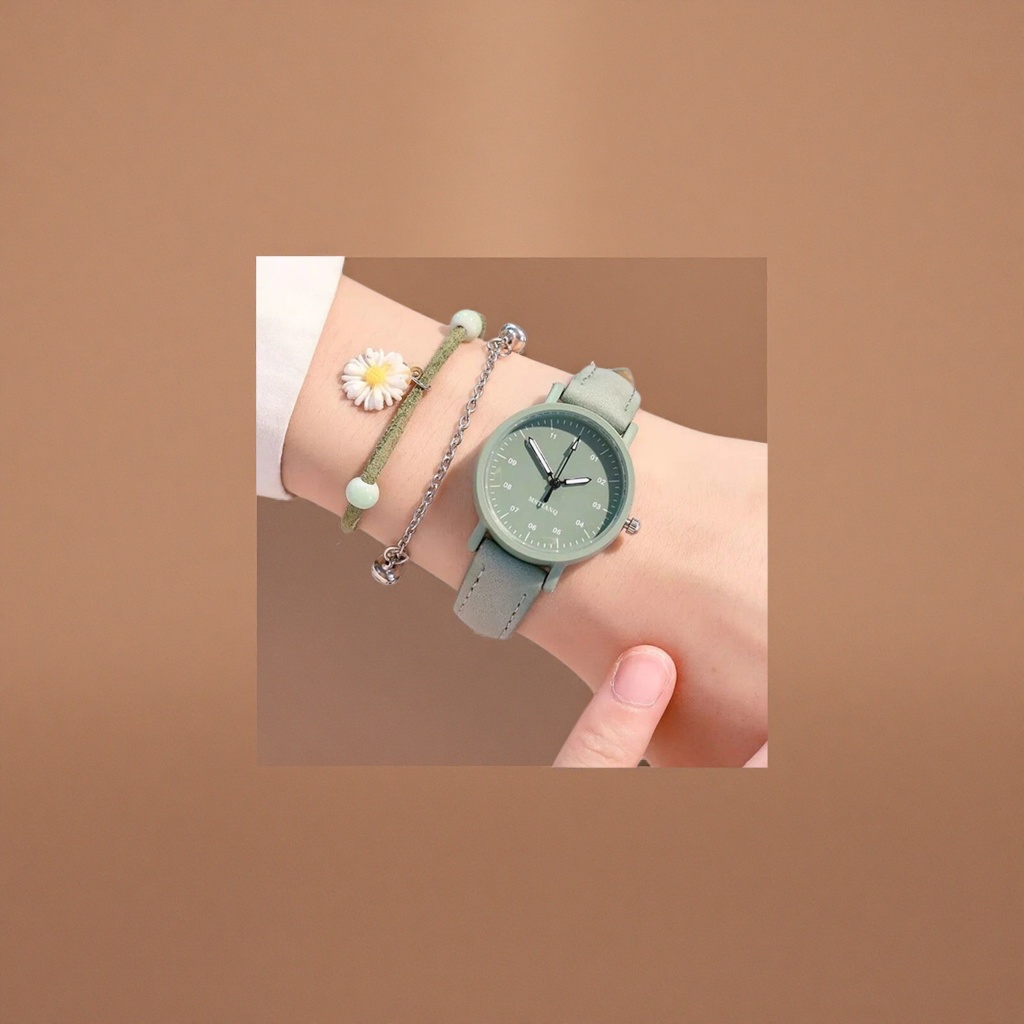 ساعات خضراء مع سطحية فاتحة خضراء مع سوار مزخرفة Specification image