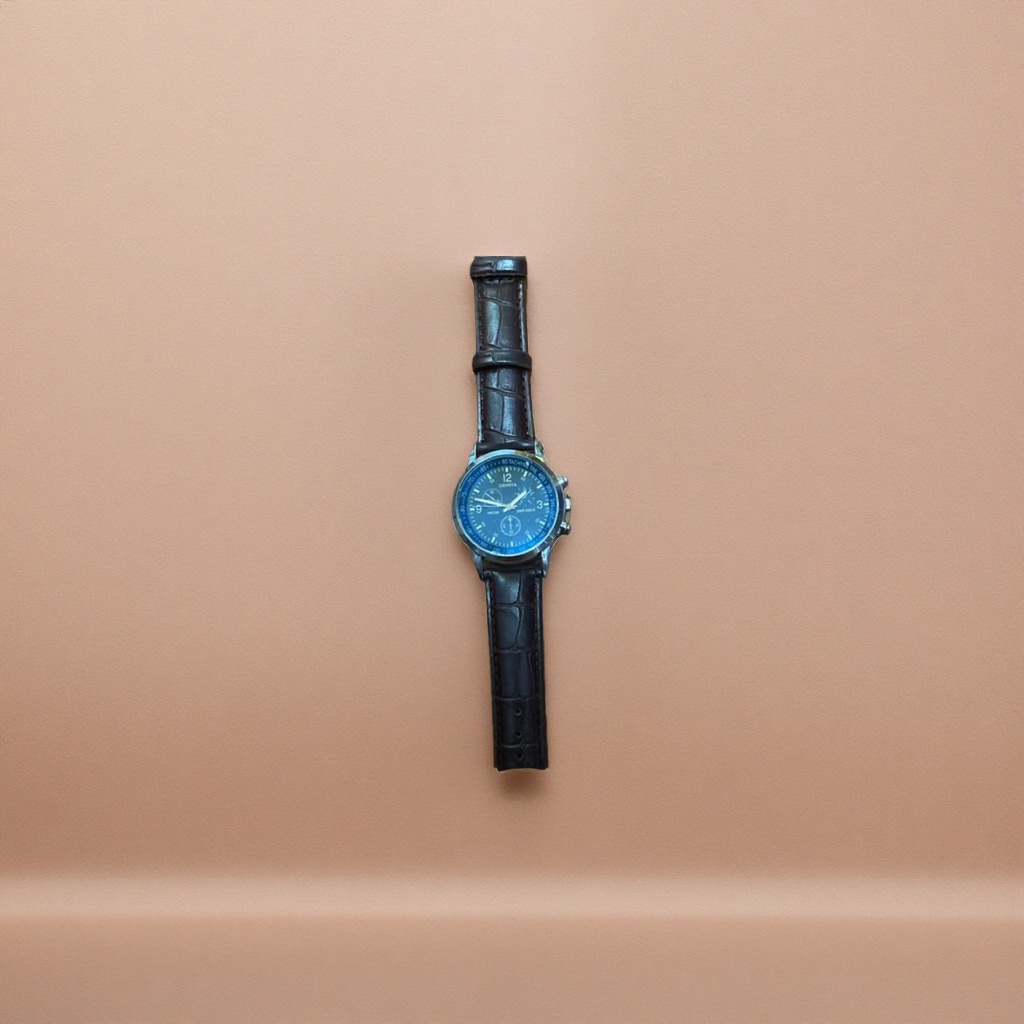 A simple business and casual wristwatch for men with a blue dial and quartz