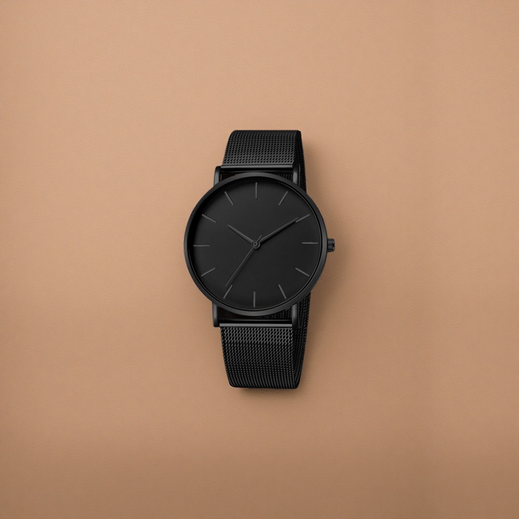 Black stainless steel strap men's watch, 38mm luminous waterproof quartz movement Specification image