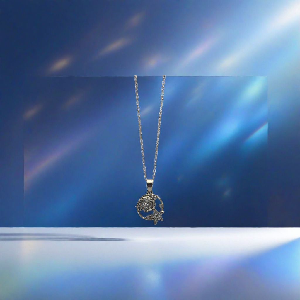 The golden shell star pendant necklace is fashionable, light luxury, simple and versatile Specification image