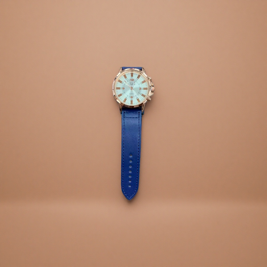 Quartz ladies' watch with rose gold case and blue strap Specification image