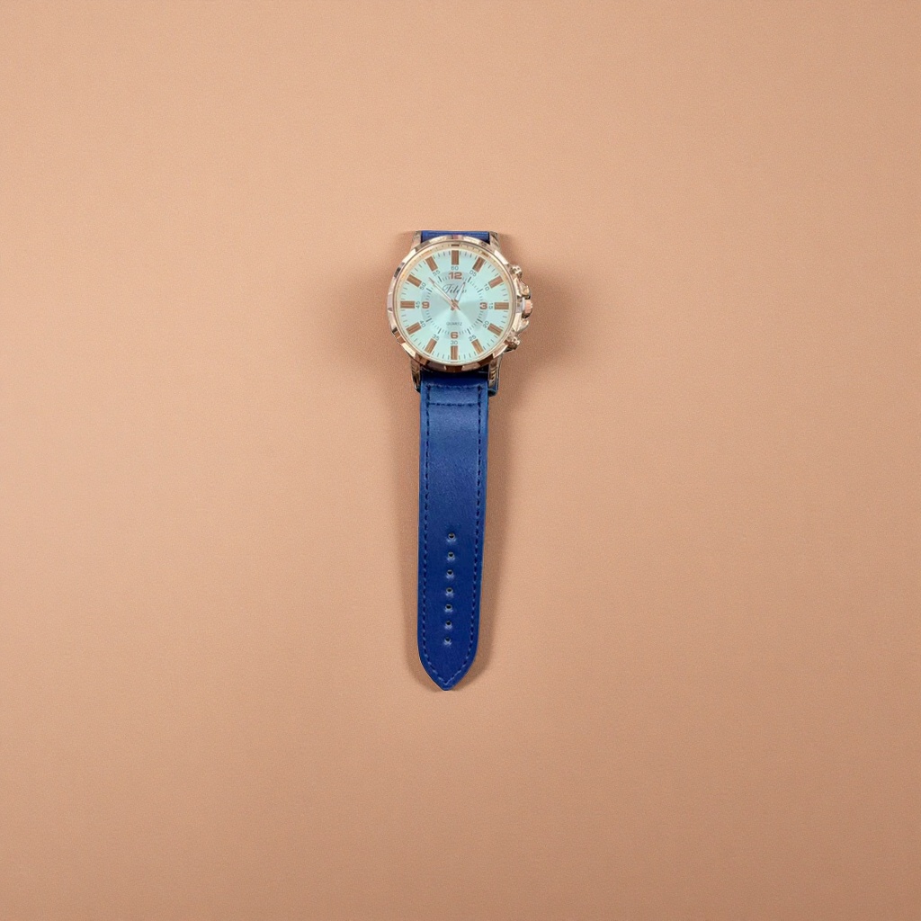 Quartz ladies' watch with rose gold case and blue strap details Picture