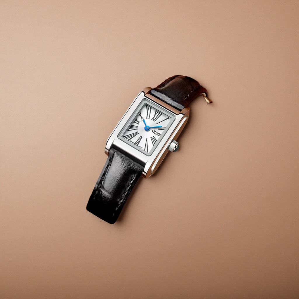 Silver case, black leather strap, square quartz watch for men, simple and fashionable details Picture