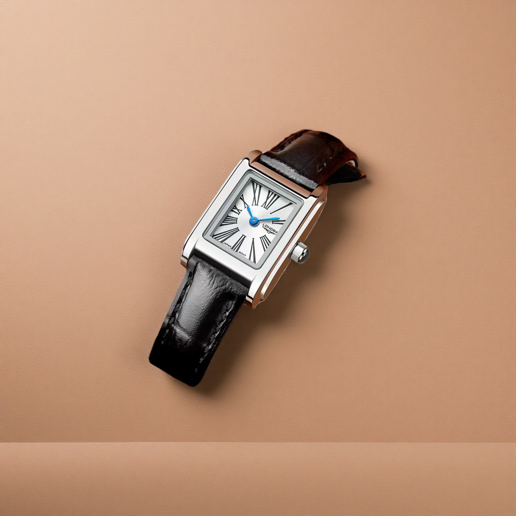 Silver case, black leather strap, square quartz watch for men, simple and fashionable