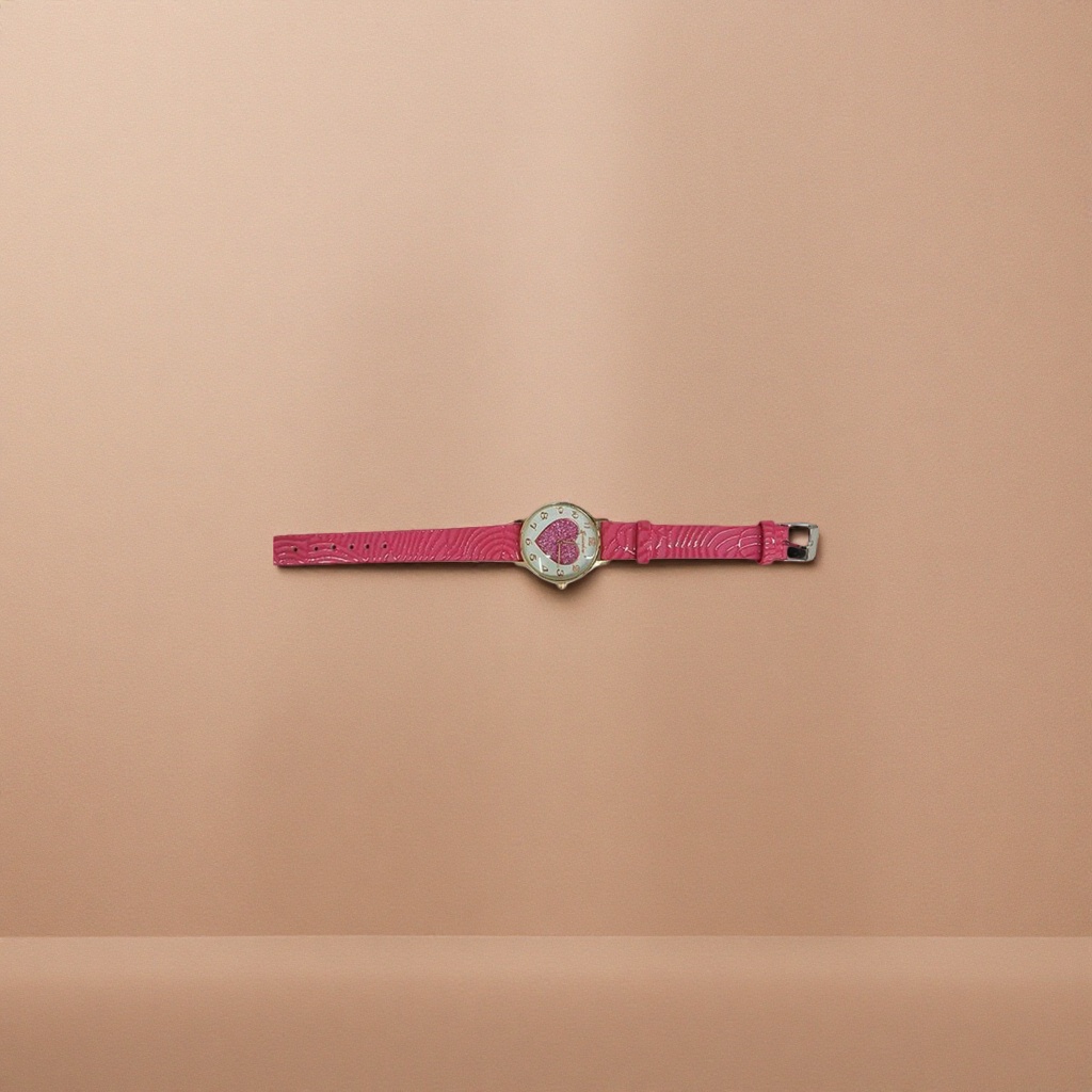 The pink heart-shaped dial ladies' watch features a fashionable, simple and light luxury style