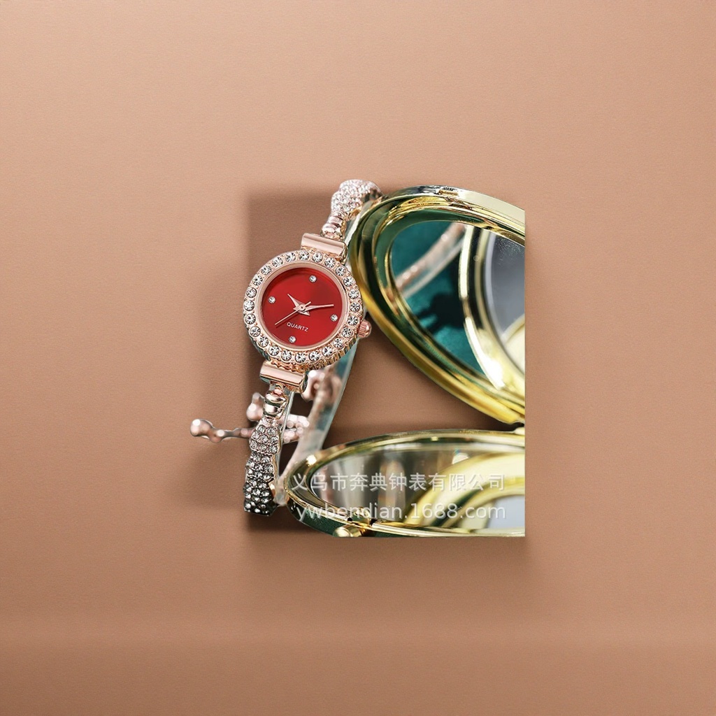 Rose gold diamond-encrusted ladies' watch, an exquisite, fashionable and light luxury wristwatch