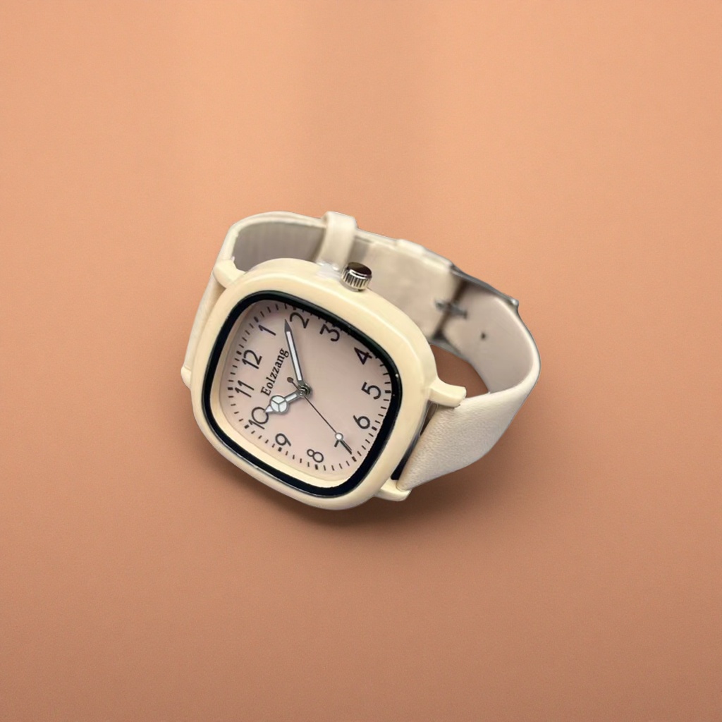 Beige square simple ladies' watch, fashionable and versatile quartz watch details Picture