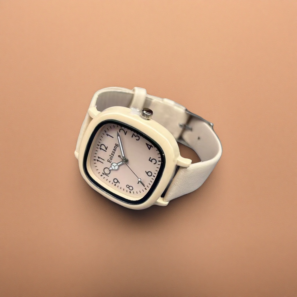 Beige square simple ladies' watch, fashionable and versatile quartz watch Specification image