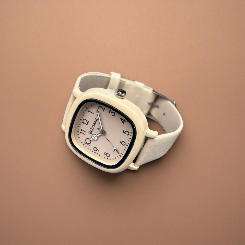 Beige square simple ladies' watch, fashionable and versatile quartz watch Application Scenario