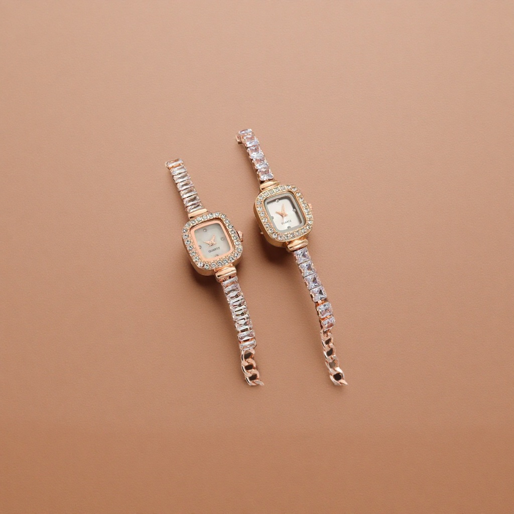玫瑰金镶钻方形手表 女士时尚轻奢腕表 Specification image