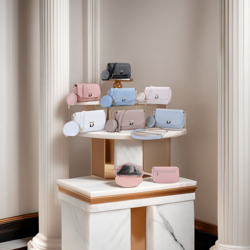 Cross-border Korean-style set D five gold mother crossbody small bag detachable hanging small round bag with loose change, commuter women's bag in multiple colors, factory stock abundant, women's bag set with chain shoulder, wear-resistant PU leather details Picture