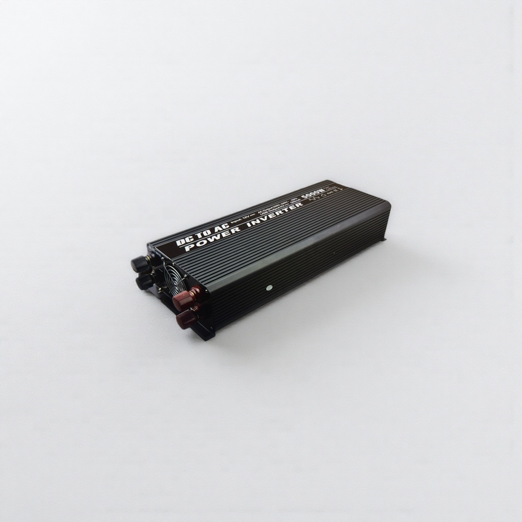 DC TO AC POWER INVERTER黑色条纹外壳带散热风扇红黑接线端子