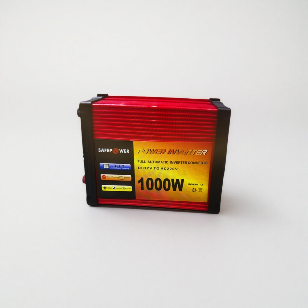 The red heat sink housing of the 1000W power inverter ensures efficient heat dissipation and stable output Specification image