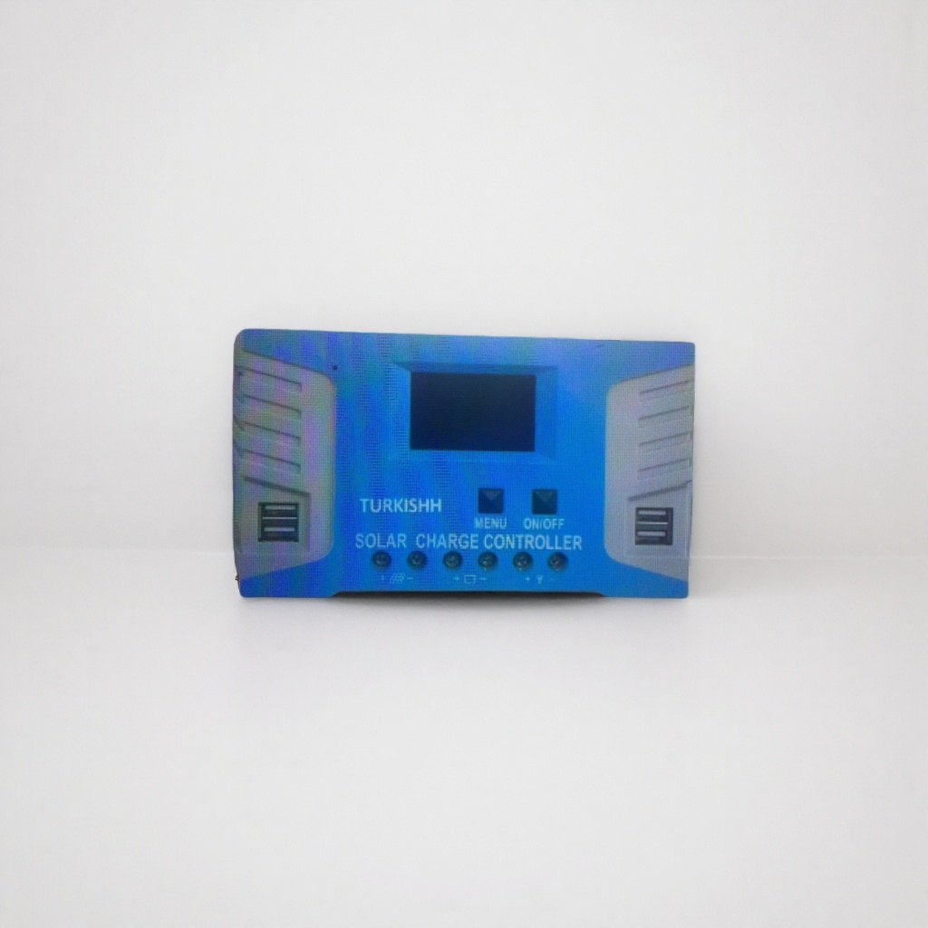 The blue solar charging controller features intelligent charging and discharging protection, with dual voltage automatic recognition of 12V and 24V Application Scenario