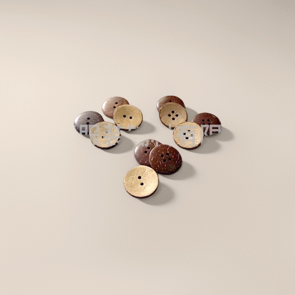 Brown coconut shell buttons, natural and eco-friendly clothing accessories, DIY sewing parts by hand