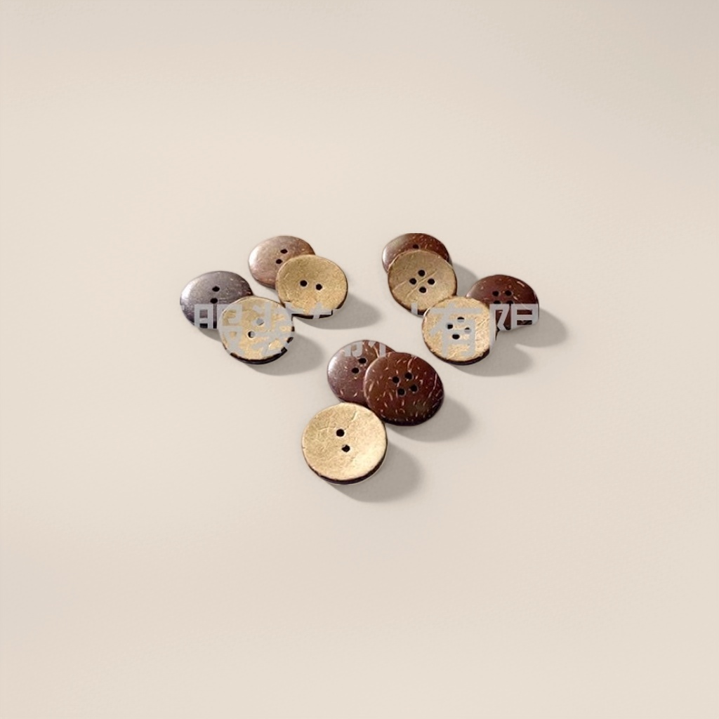 Brown coconut shell buttons, natural and eco-friendly clothing accessories, DIY sewing parts by hand Specification image