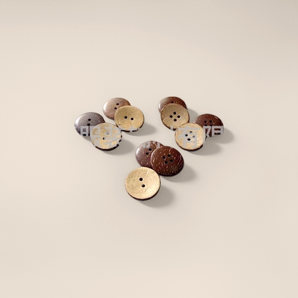 Brown coconut shell buttons, natural and eco-friendly clothing accessories, DIY sewing parts by hand details Picture