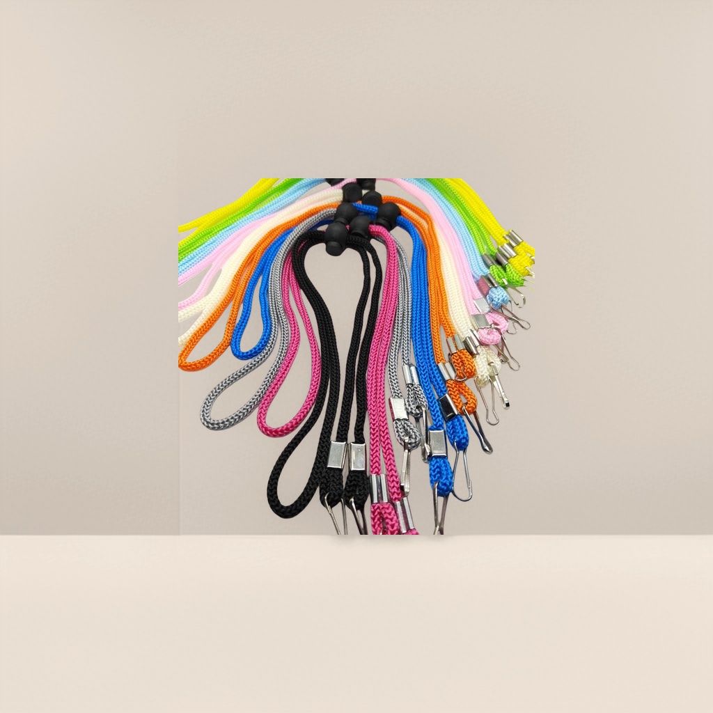 The colorful woven lanyard is a fashionable multi-color chain-like mobile phone lanyard with adjustable length Specification image