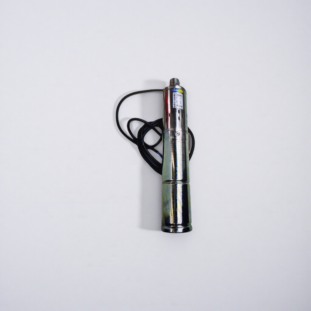 Silver submersible pump for household water pumping and booster, silent and waterproof, with a head of 30 meters Specification image