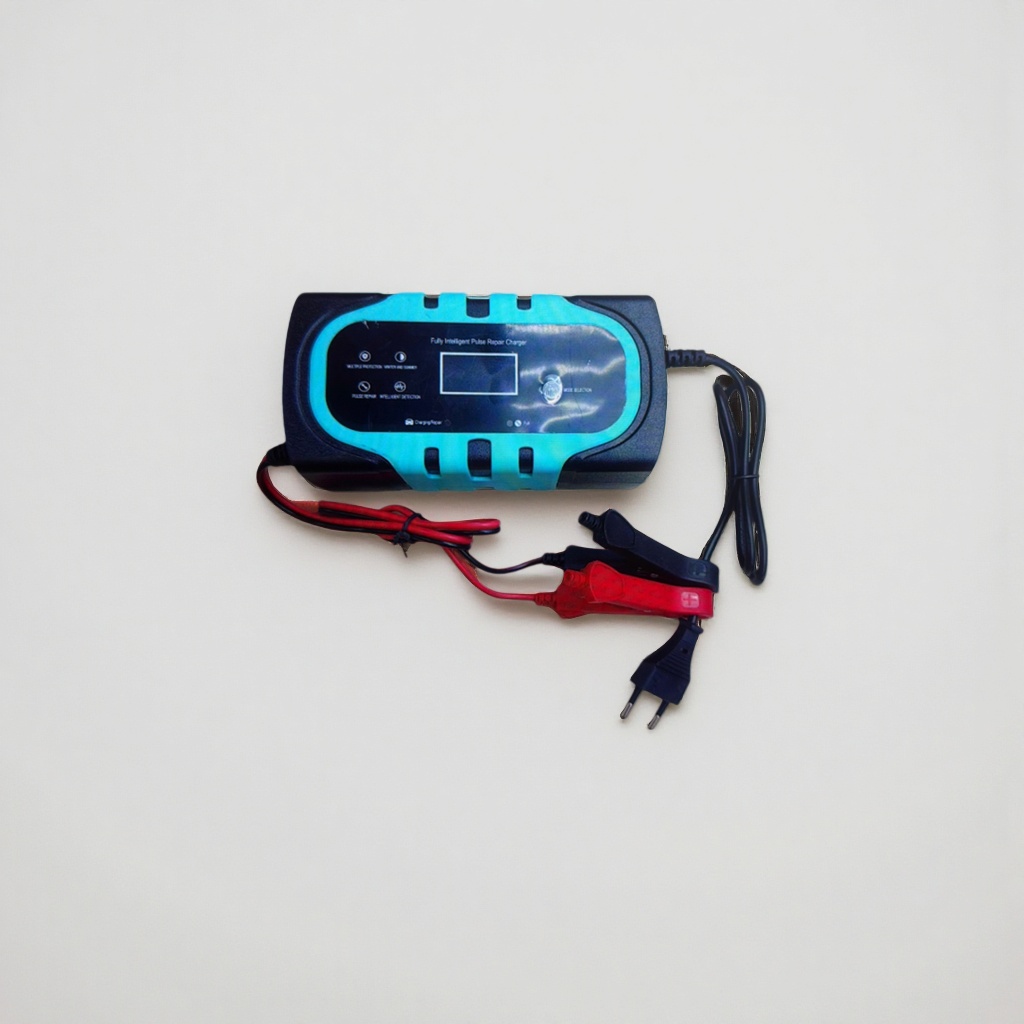 Blue and black alternating intelligent pulse repair charger with red and black clip power plug details Picture