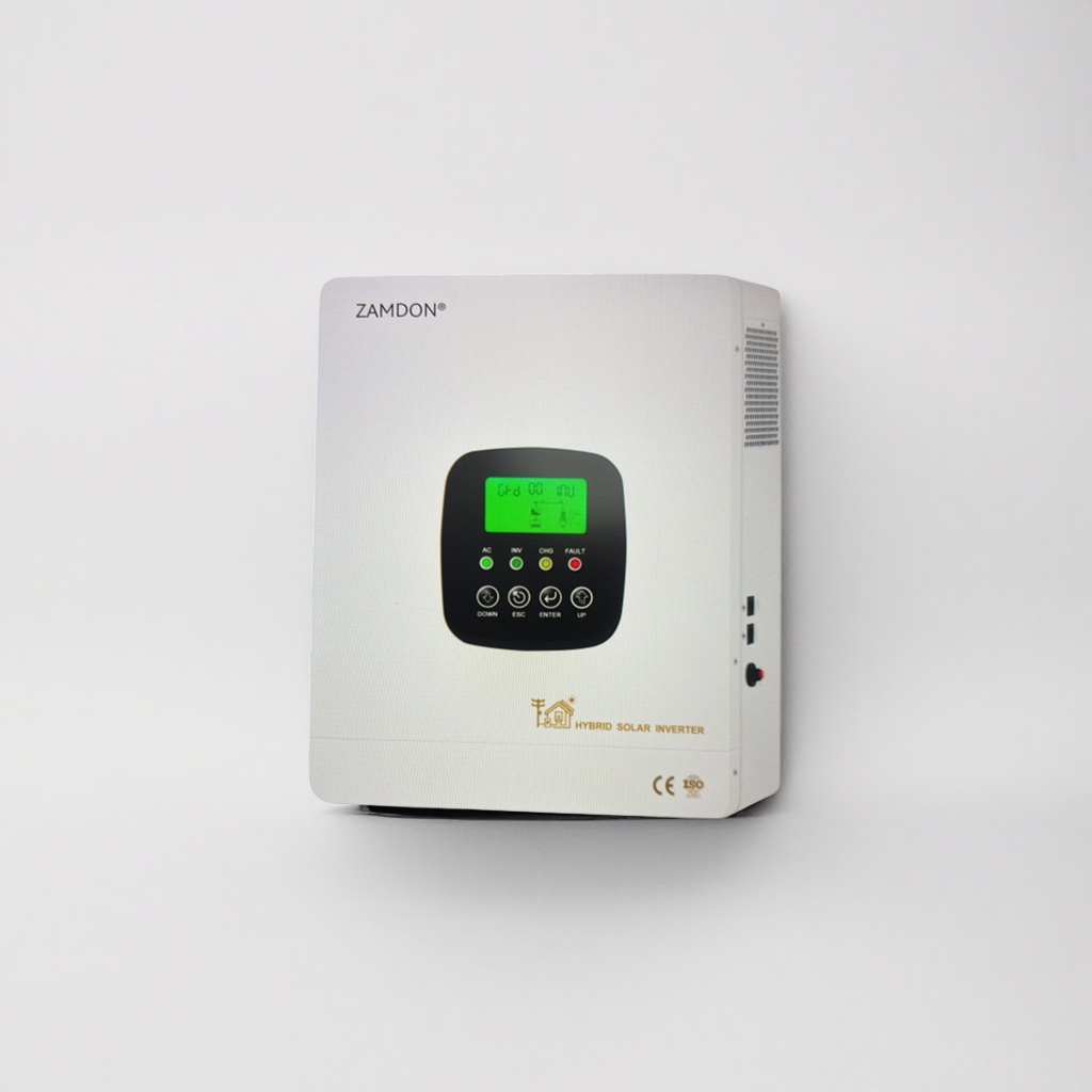 ZAMDON white hybrid solar inverter with green display, four function indicator lights and four buttons details Picture