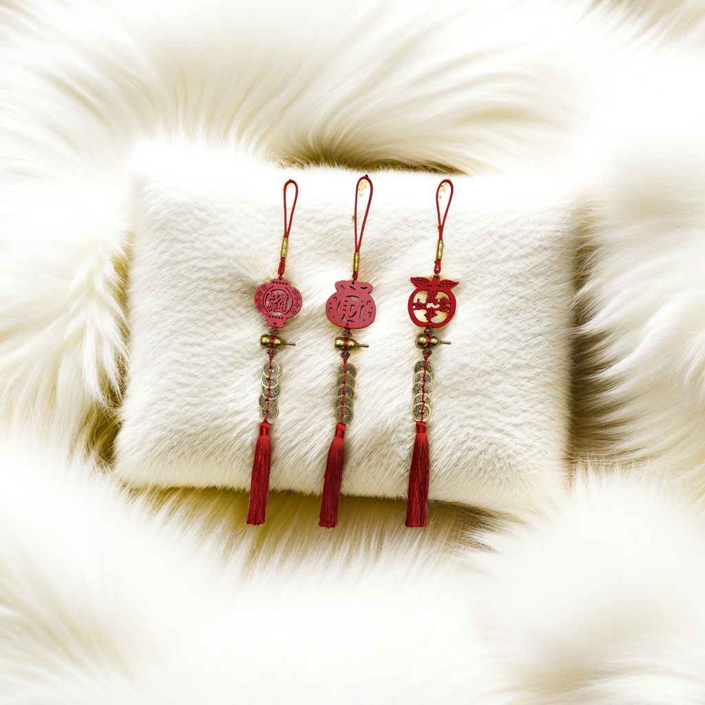Red three-piece set of hanging decorations for home, living room and car New Year festive decor details Picture