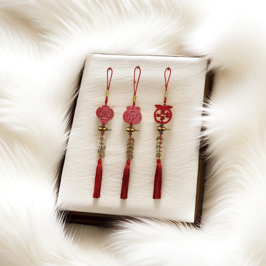 Red three-piece set of hanging decorations for home, living room and car New Year festive decor Application Scenario