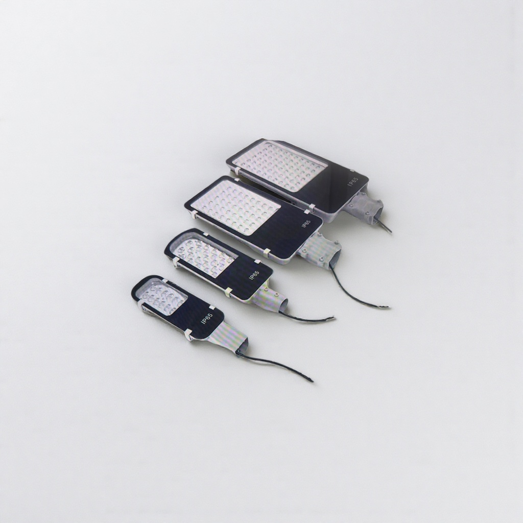 Black LED street lamps with IP65 waterproof, four sizes of wires with terminal blocks