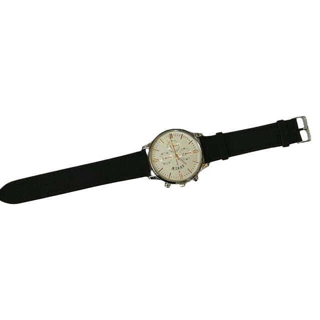 سطح أسود مع قشرة فضية اللون الأبيض ساعة الكوارتز للرجال Item Picture