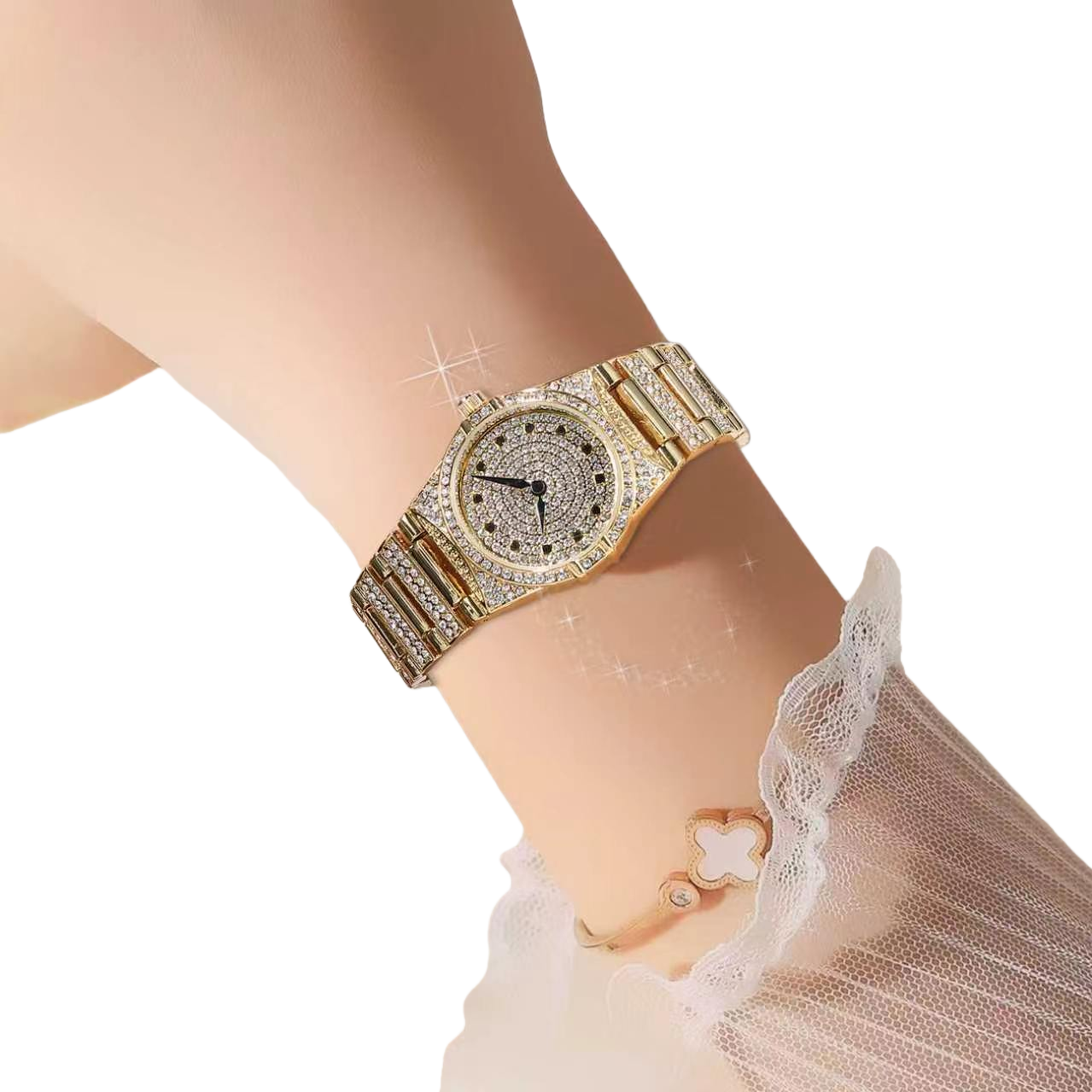 كانت ساعات السيدة الملصقة بالذهب، لامعة لاذعة Item Picture