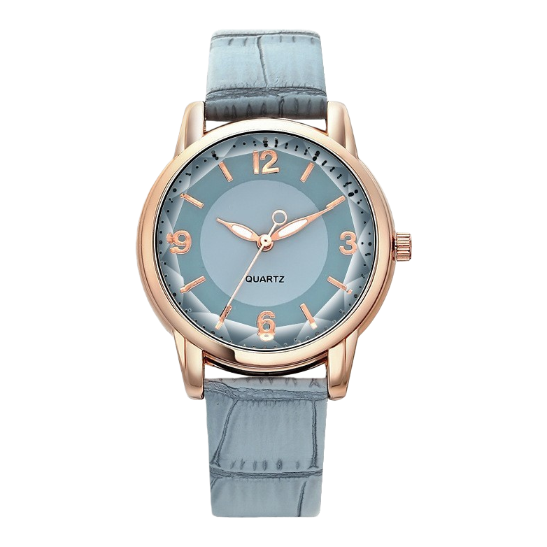 A rose gold ladies' quartz watch with a light blue dial Item Picture
