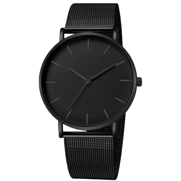 Black stainless steel strap men's watch, 38mm luminous waterproof quartz movement Item Picture