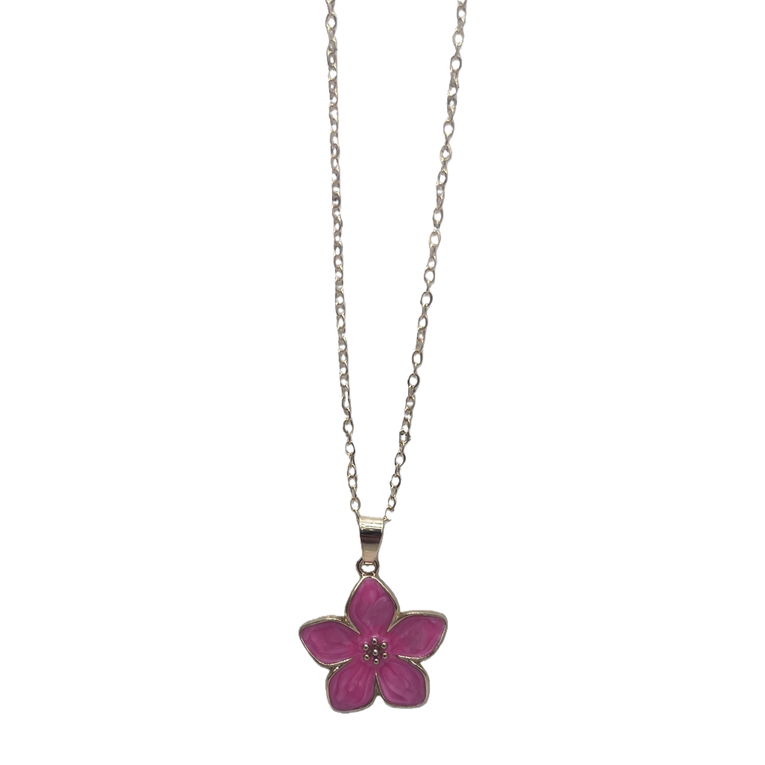 Pink flower pendant necklace, fashionable, simple and versatile collarbone chain Item Picture