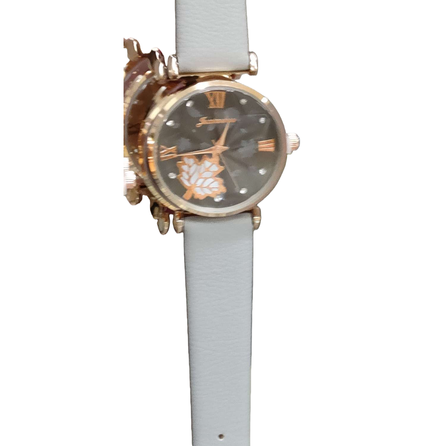 القشرة الذهبية اللون الأبيض مع ساعة الكوارتز Item Picture