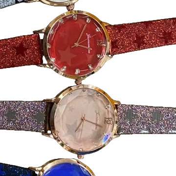 Ladies' quartz watches with red, pink and blue dials are fashionable and simple, available in three colors Item Picture