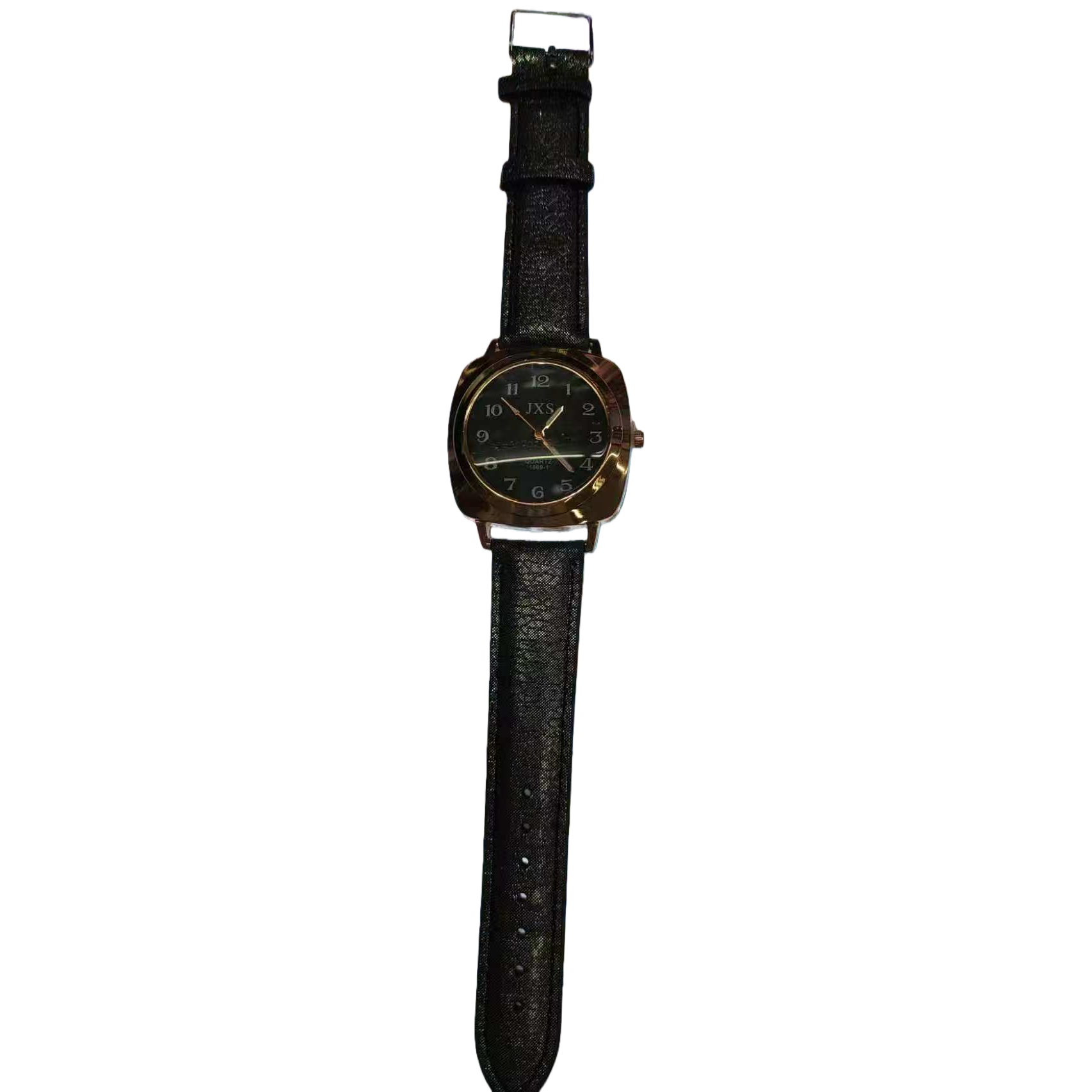 أسود مع إطارات ذهبية للرجال كوارتز للضوء في الليل Item Picture